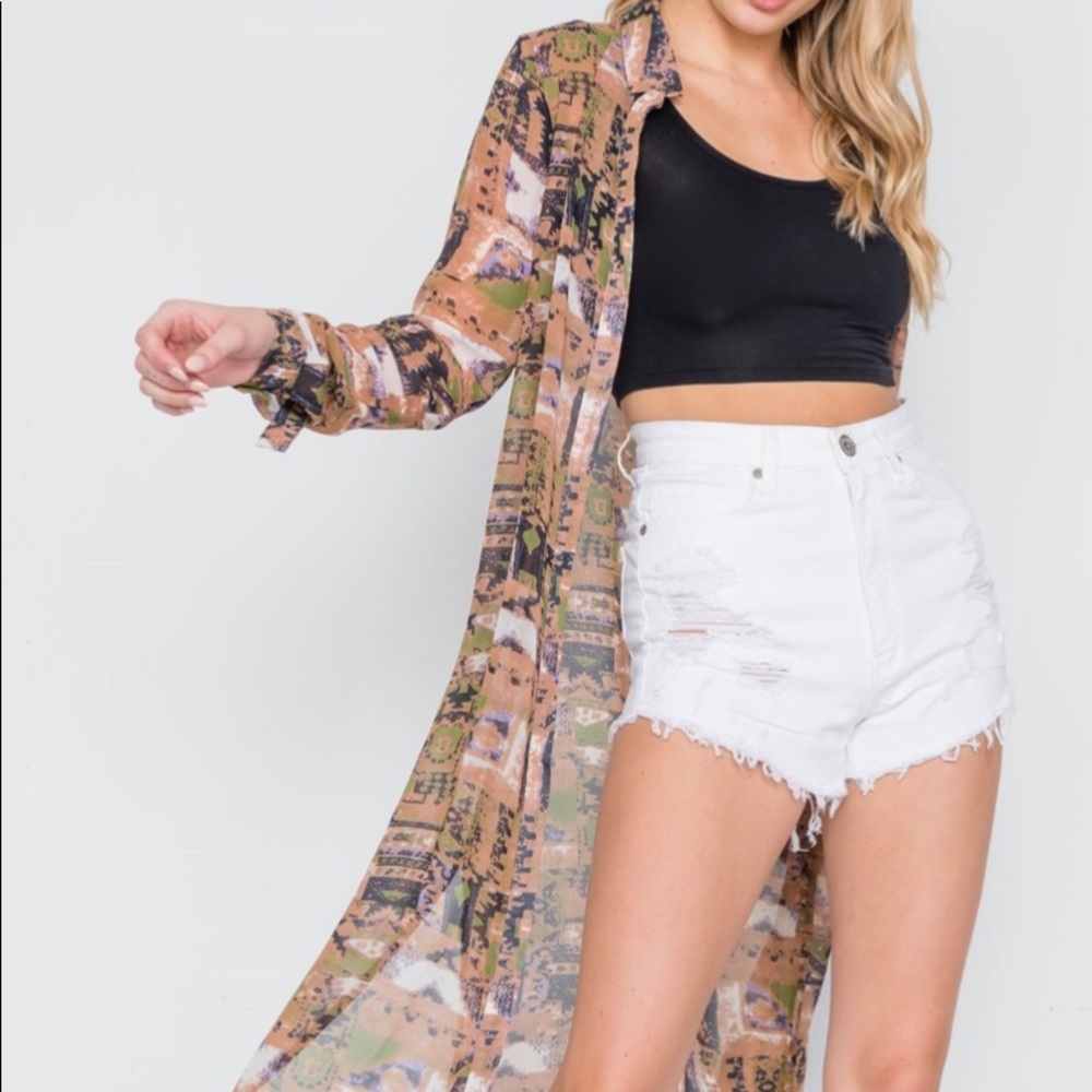 Sheer Button Up Cardigan